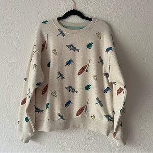Mini Boden boy’s relaxed fit camping nature sweatshirt, size 9-10